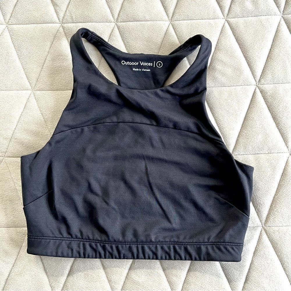 Outdoor Voices TechSweat Crop Top Move Free Crop Top Size Small Black